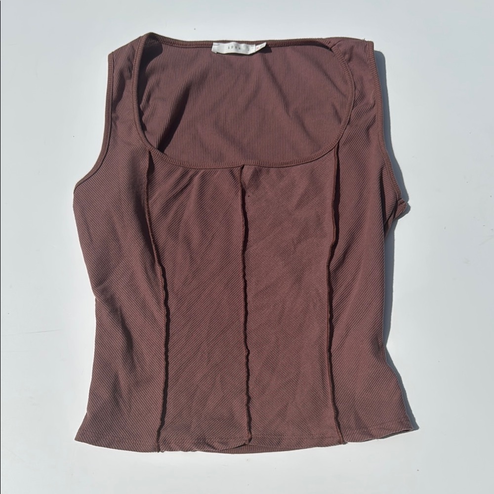 Lush Ribbed Sleeveless Tank Top Mauve Brown Size Medium NWOT Fitted